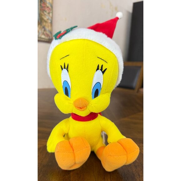 Other - Vintage Christmas Looney Tunes Tweety Bird Santa Hat Plush Stuffed Animal 1990s